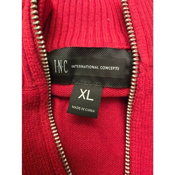 INC International Concepts Women's Size XL Red 1/4 Zip Mock Sweater - Picture 6 of 7